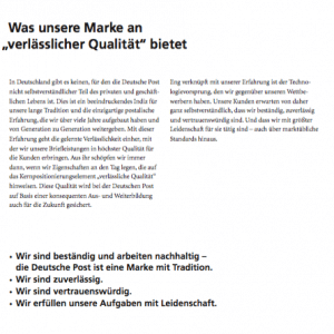 Markenhandbuch Deutsche Post (Auszug)